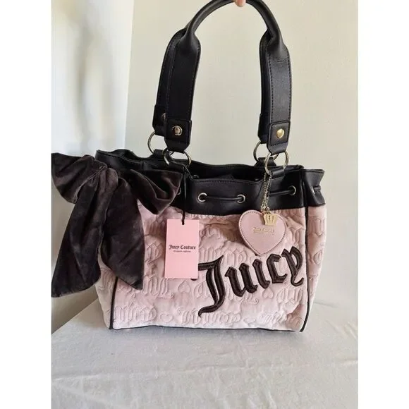 Juicy Couture Vintage Dreams Tote Bag Daydreamer Blush Pink Brown Shoulder NWT - Picture 8 of 10